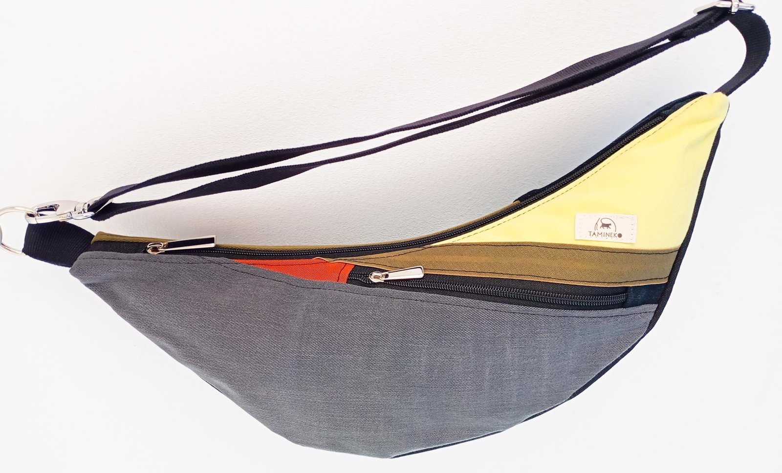 Bolso Banano Gris y Amarillo
