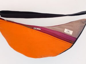 Bolso Banano Naranja y Beige Dorado