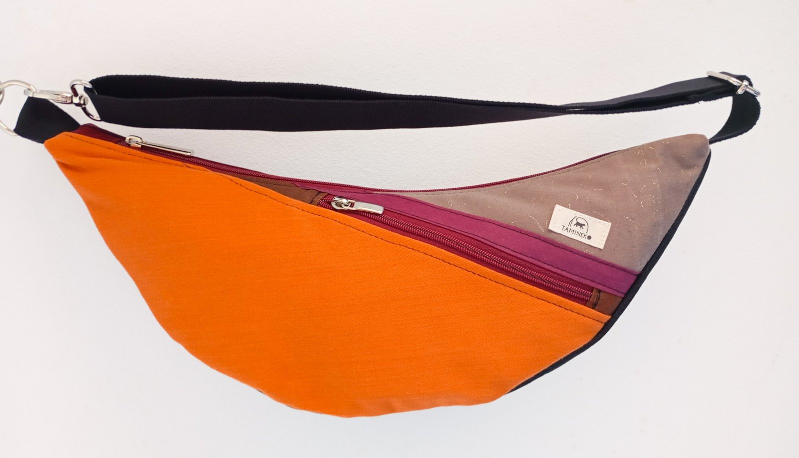 Bolso Banano Naranja y Beige Dorado