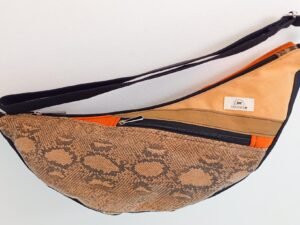 Bolso Banano Reptil Marrón y Naranja