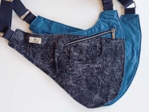 Pistoleras Negra Flores y Azul